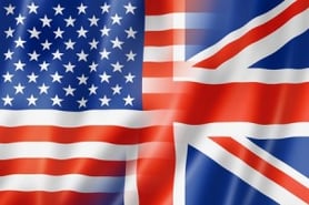 Bandera de inglés americano - inglés británico